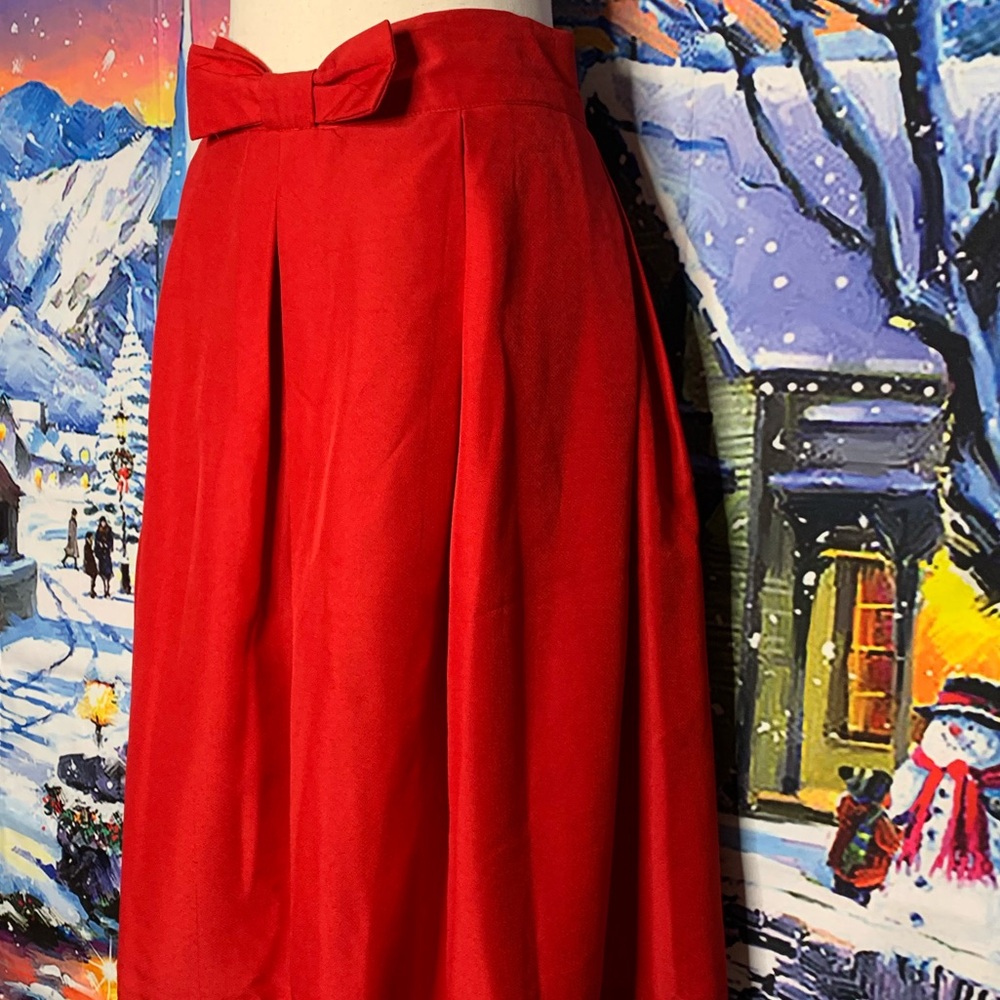 Red MIDI Women’s Lined Skirt - Picture 12 of 14